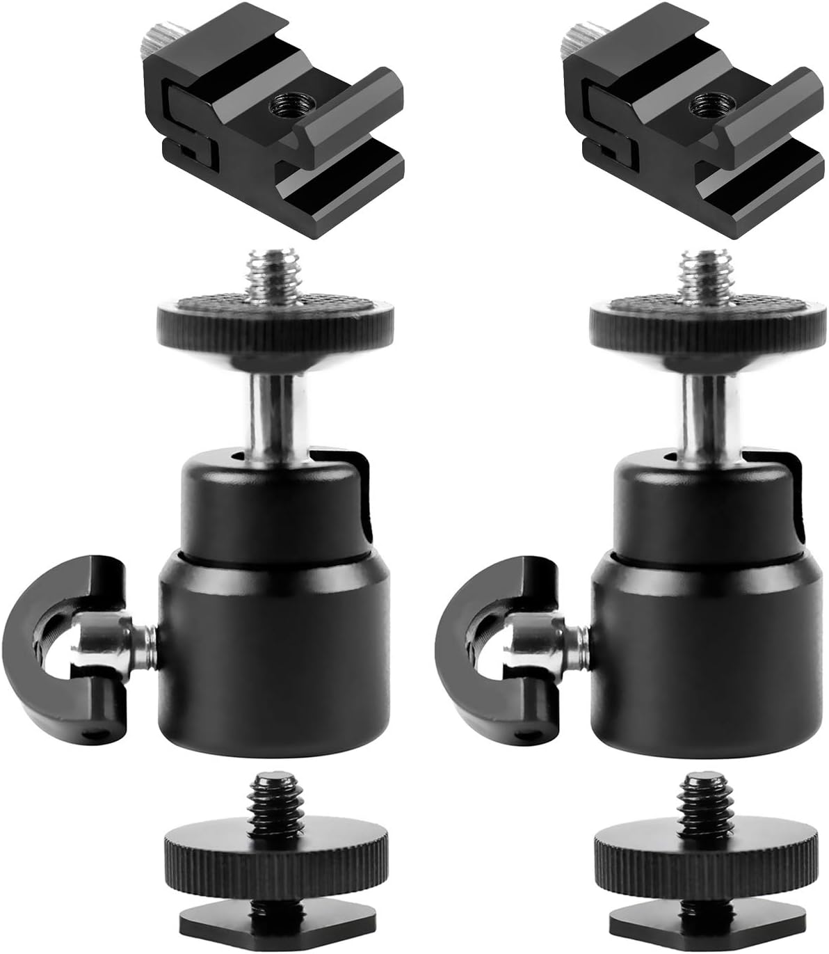 Mini Ball Head Hot Shoe Mount 1/4" Ring Light Adapter