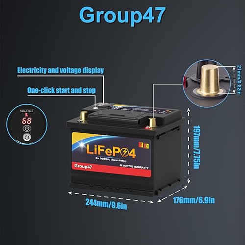 Miniatura 2 de Batería de litio para automóvil de arranque y parada, batería automotriz LiFePO4 de 12.8 V 576 WH para automóvil, batería de arranque más