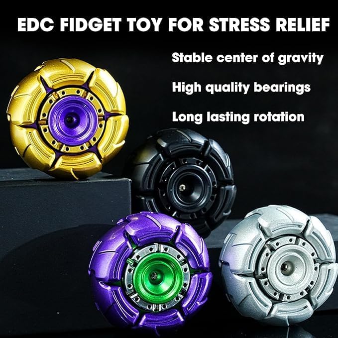 KOMO Fidget Spinners for Adults, EDC Open Armor Mecha Design Metal Fidget Spinner, EDC Fidget Toys Desk Toy for Stress Relief & Anxiety (Purple)