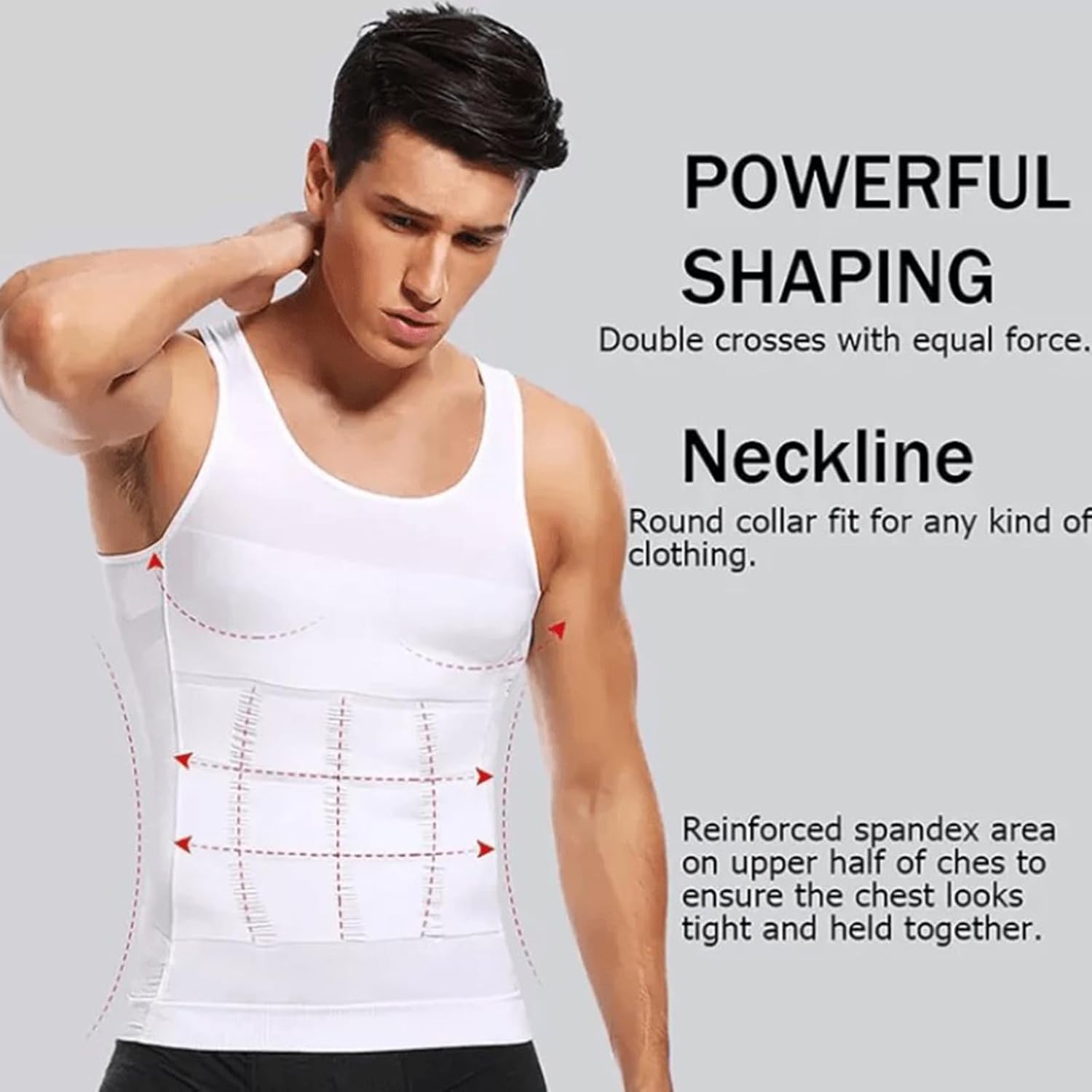 3Pack Body Shaper Slimming Tummy Vest for Men, Compression Shirt Vest Workout Tank Top Shapewear