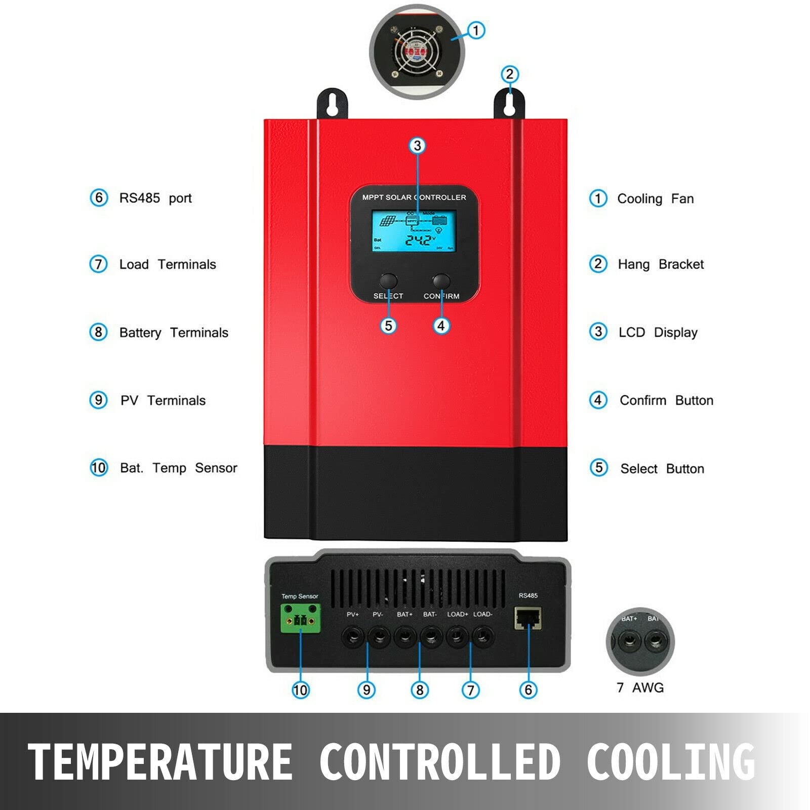 40A 60A MPPT Regolatore di Carica Solare Display LCD 12V 24V 36V 48V Automatico con Controllo App Mobile Max 150V Ingresso fotovoltaico(40A WiFi)