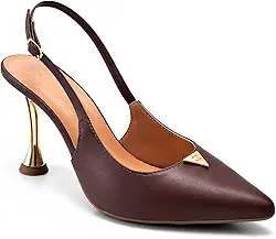 Scarpin Feminino Lumiss Salto Alto Fino Metalizado Bico Fino
