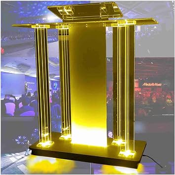 Floor Standing Podium, Transparent Acrylic Podium with LED Lights,Rolling Podium with Wheels,for Conference Church Company Wedding Transparent 100x40x116cm