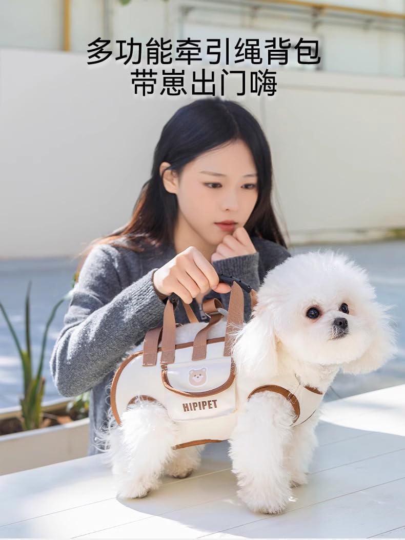 Crossbody Dog Walking Bag with Lead Holder, Portable Hands-Free Pet Accessory