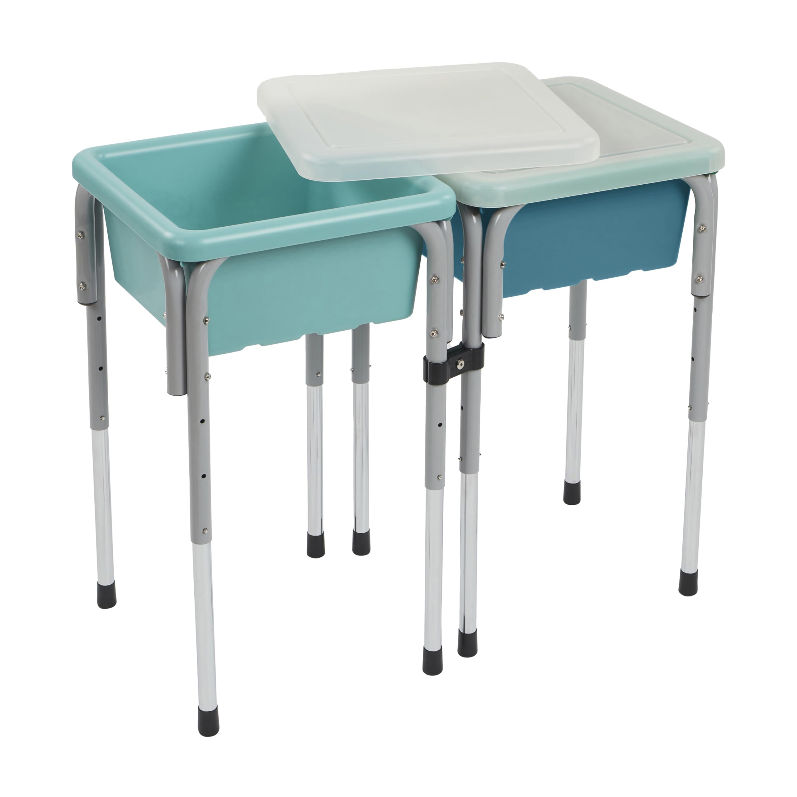 ECR4Kids 2-Station Sand and Water Adjustable Play Table, Sensory Bins, Seafoam/Turquoise