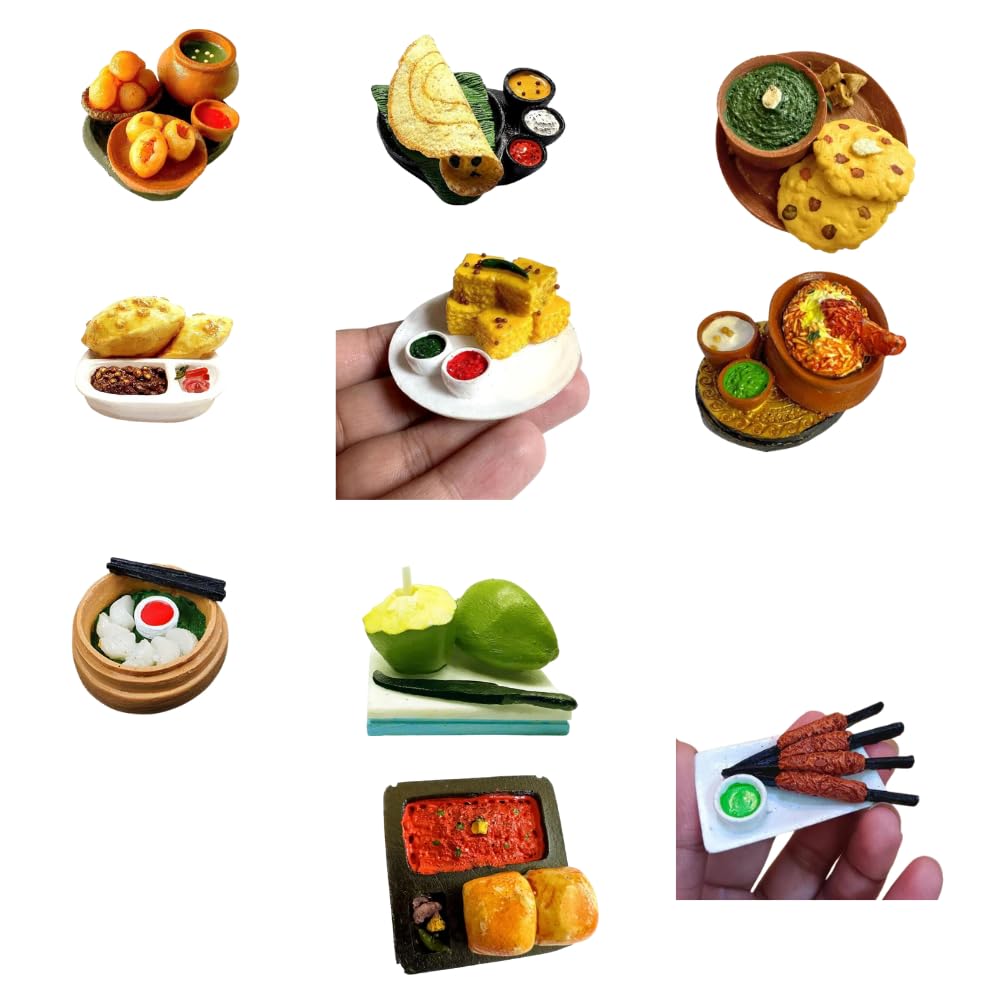 Giftinguru Different State Special Food Fridge Magnet-Pani Puri+Dosa+Makke Di Roti+Cholle Bhature+Dhokla+Biryani+Momo+Coco Nut+KABAB+Paw bhaji