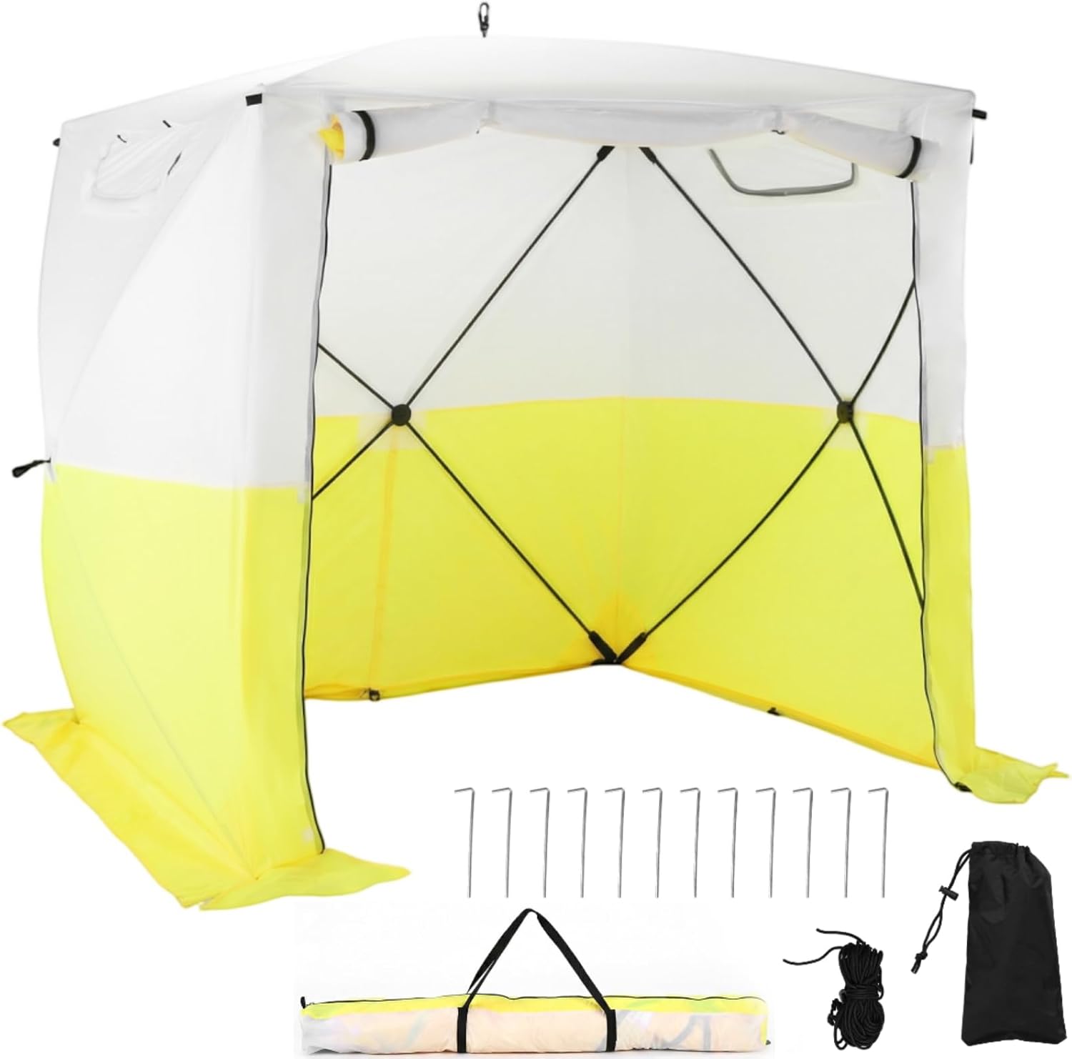 Work Tent 6'x6'x6.6', Pop Up Work Tent 60s Quick Setup, Lightweight 15.4 lbs Portable Shelter–Water Resistant, UPF50+, Flame Retardant for Construction, Workshop, Emergency