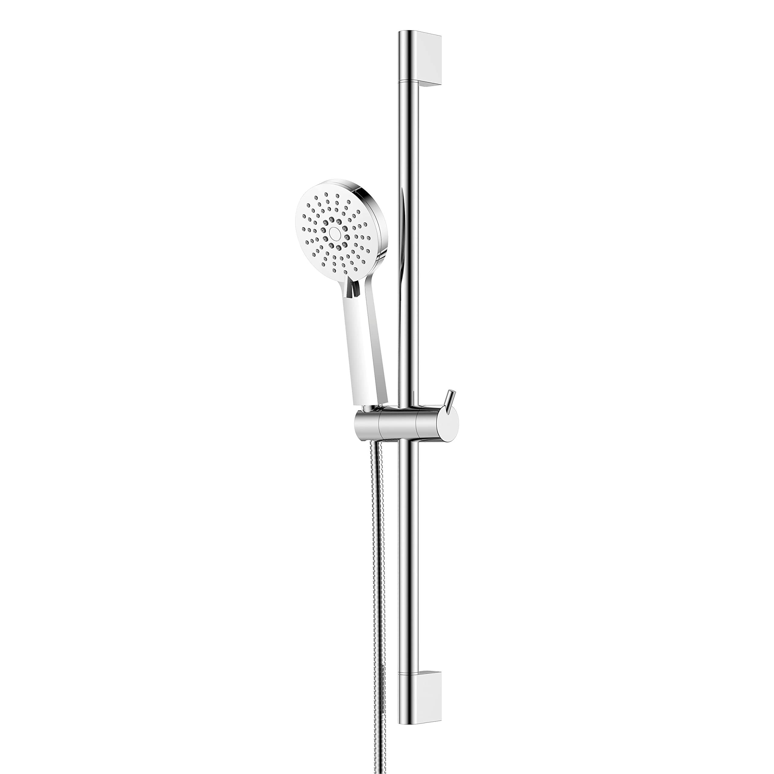 YOOZENA Shower Rail Kit, Shower Column Without Mixer, Adjustable Support Bracket, Flexible Hose, 3-Function Handheld, Chrome