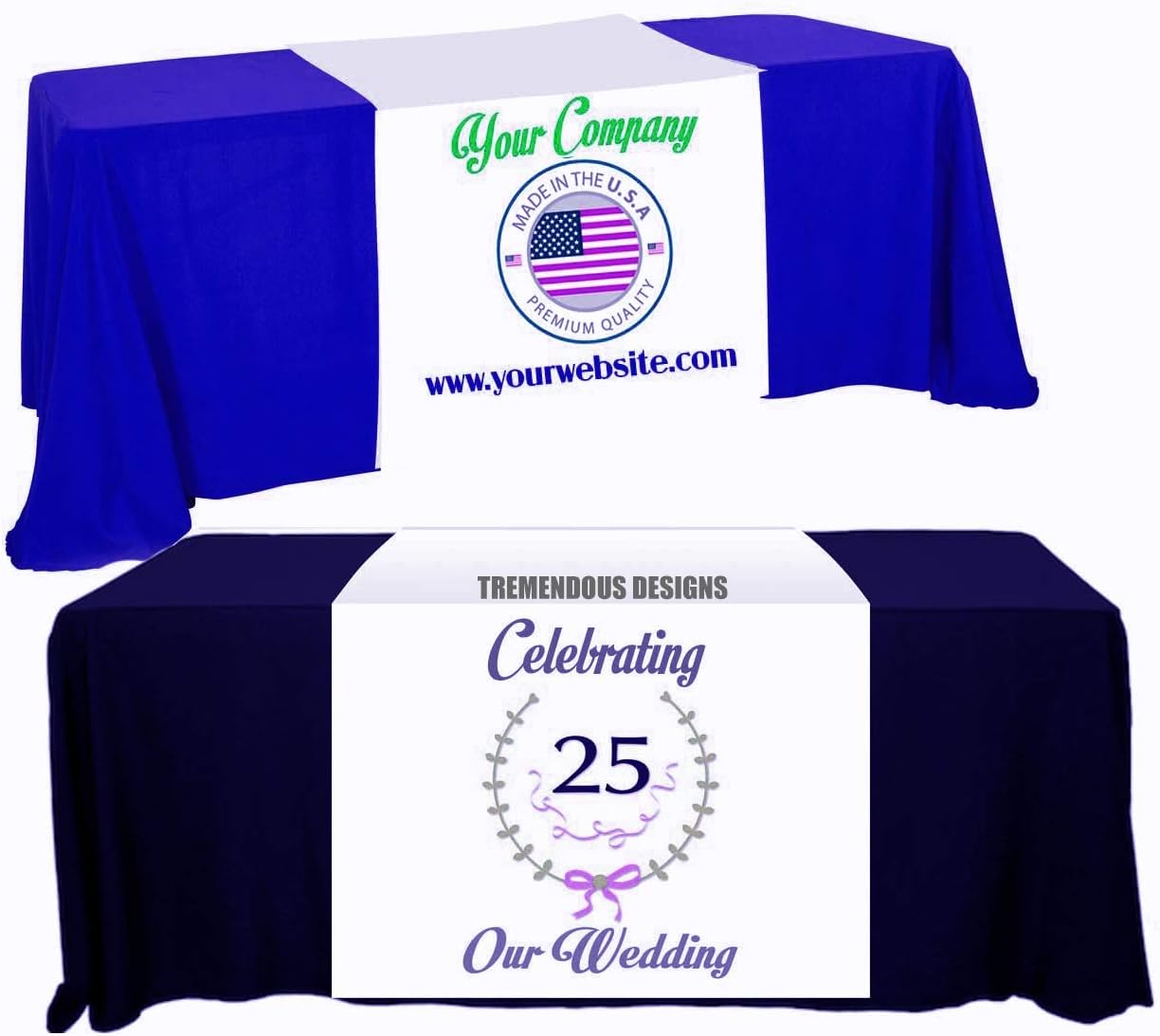 BannerBuzz Customize Trade Show Table Runner Cloth Using Your Logo for Business, Trade Shows, Exhibition, Events, Advertising (24" x 68")