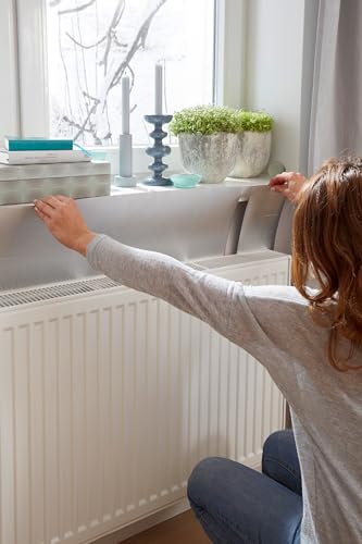 tesamoll Reflektorfolie für Heizkörper im 2er Pack - Isolierfolie für die Heizung - Reflektionsfolie zum Speichern von Wärme und zum Energiesparen - 2x 100 cm x 70 cm - grau