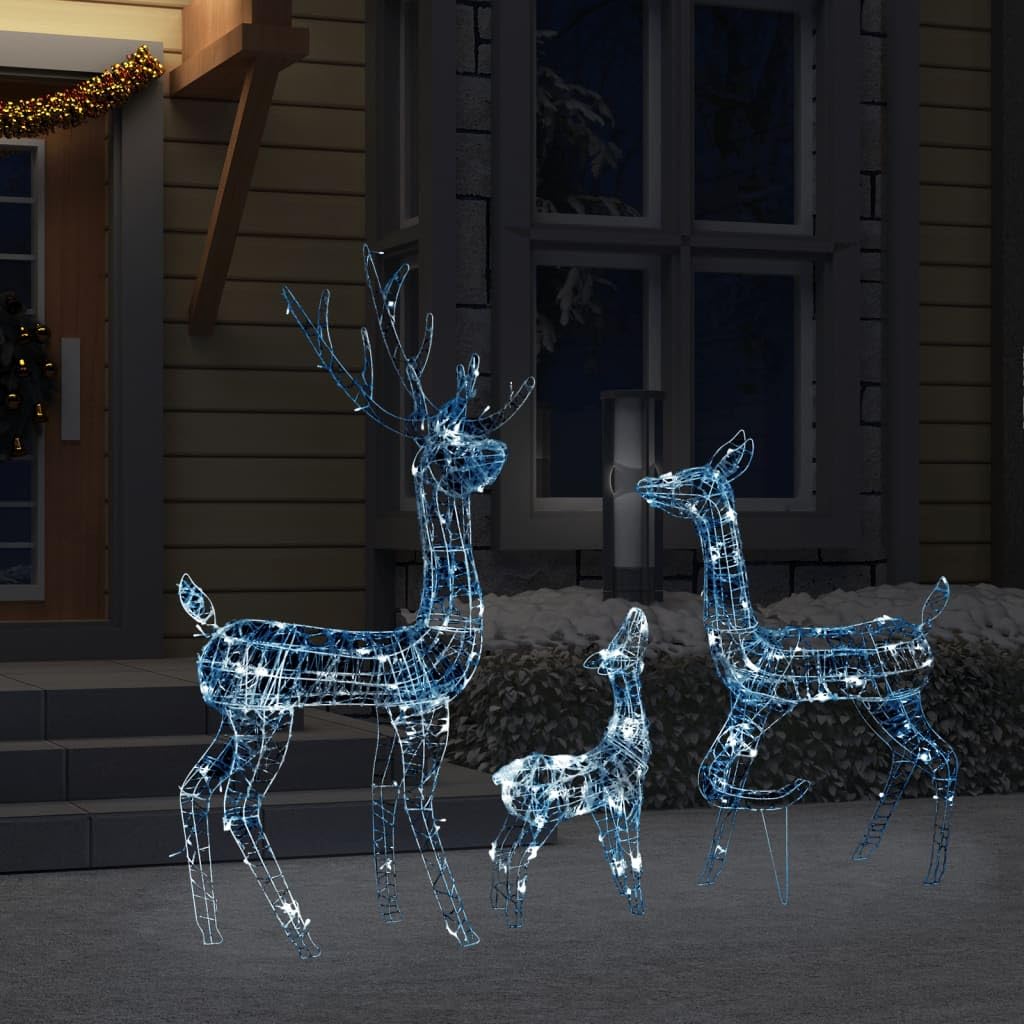 led mit batterie,klein,kleine lichterkette mit batterie,LED-Rentier-Familie Weihnachtsdeko Acryl 300 LED KaltweißGeeignet für Patio, Schlafzimmer, Wohnzimmer, Weihnachten