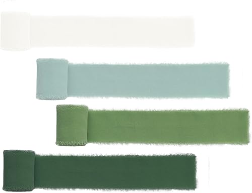 Miniatura 4 de Cinta de gasa hecha a mano con flecos  Bordes deshilachados similares a la seda, 2 pulgadas x 5 yardas para ramos, envoltura, decoración, boda,