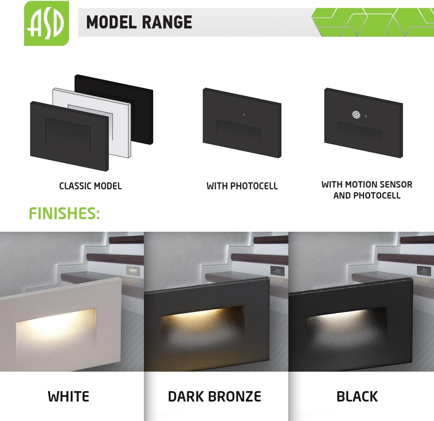 Buy ASD Motion Sensor Stair Lights with Photocell, 120V Indoor Outdoor