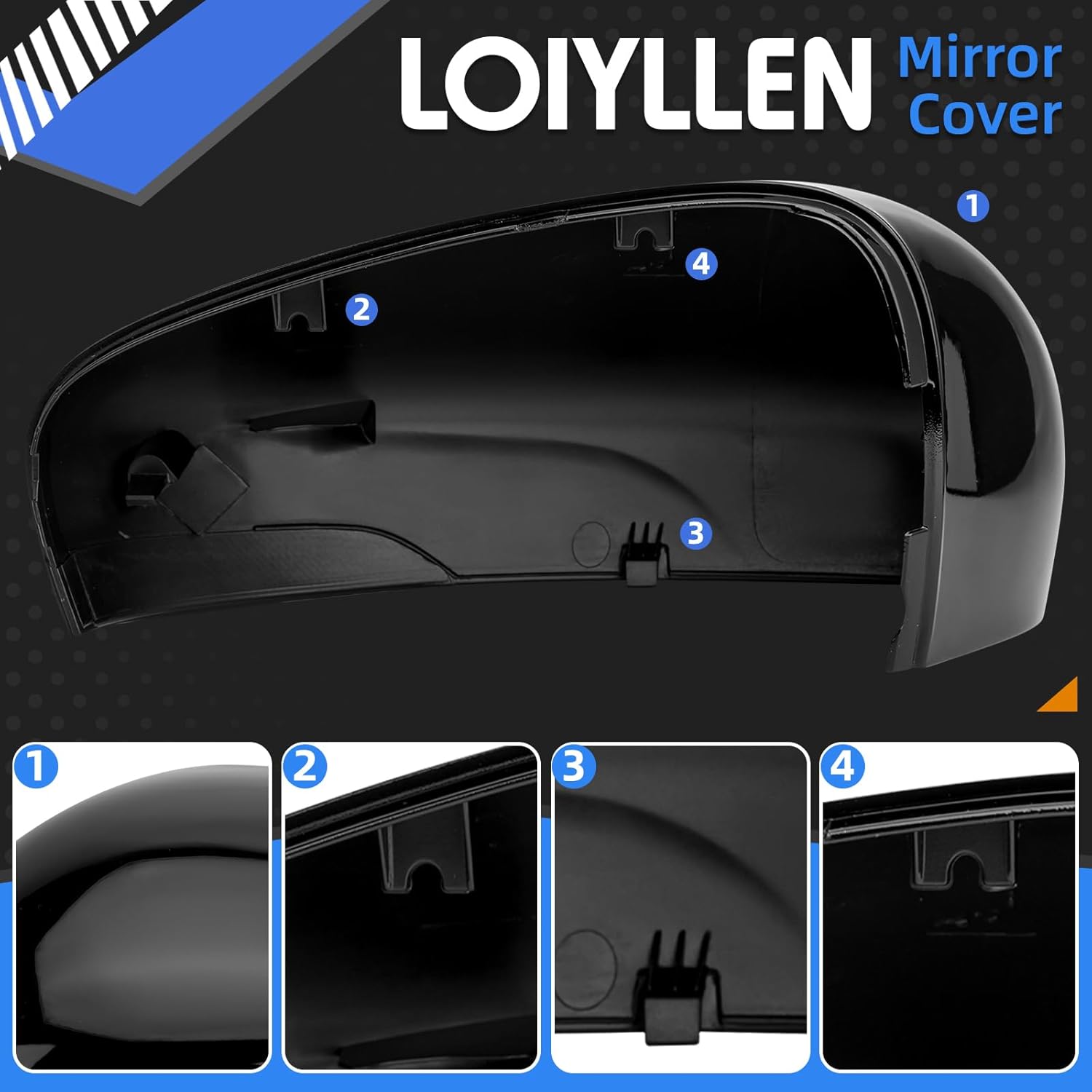 Driver Side Mirror Cover Replacement for Ford Escape SE 2020 2021 2022 2023 2024, Escape SEL 2020-2024 - Left Side Mirror Covers, Rear View Mirror Cap Accessories Without Lamp, Black