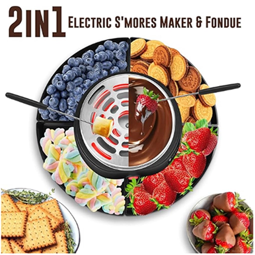 Máquina para hacer s'mores con enchufe europeo, gran capacidad, ideal para fiestas y celebraciones. Asadora eléctrica portátil de malvaviscos para
