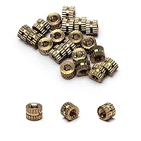Vista 1 de MroMax Tuercas de inserción moleteadas M3 x 0.157 x 0.197 in, rosca hembra de latón moleteado roscado tuercas de incrustación métricos, ajuste