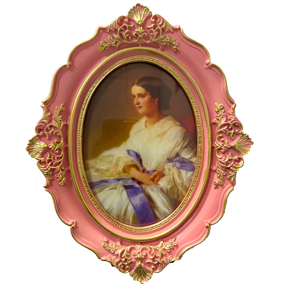 Cadre photo baroque ovale 10x15 cm doré pour mur et table