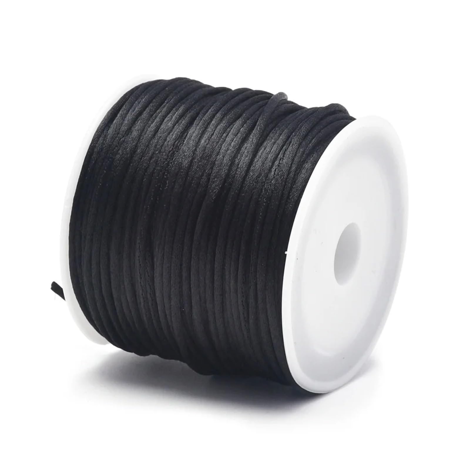 Elastic String for Bracelets 20Roll for 1.5mm Crafts Satin Rattail Cord from Nylon for Chinese Knot, Macramé, Trim, Jewelry Making 24 Yards(Black)