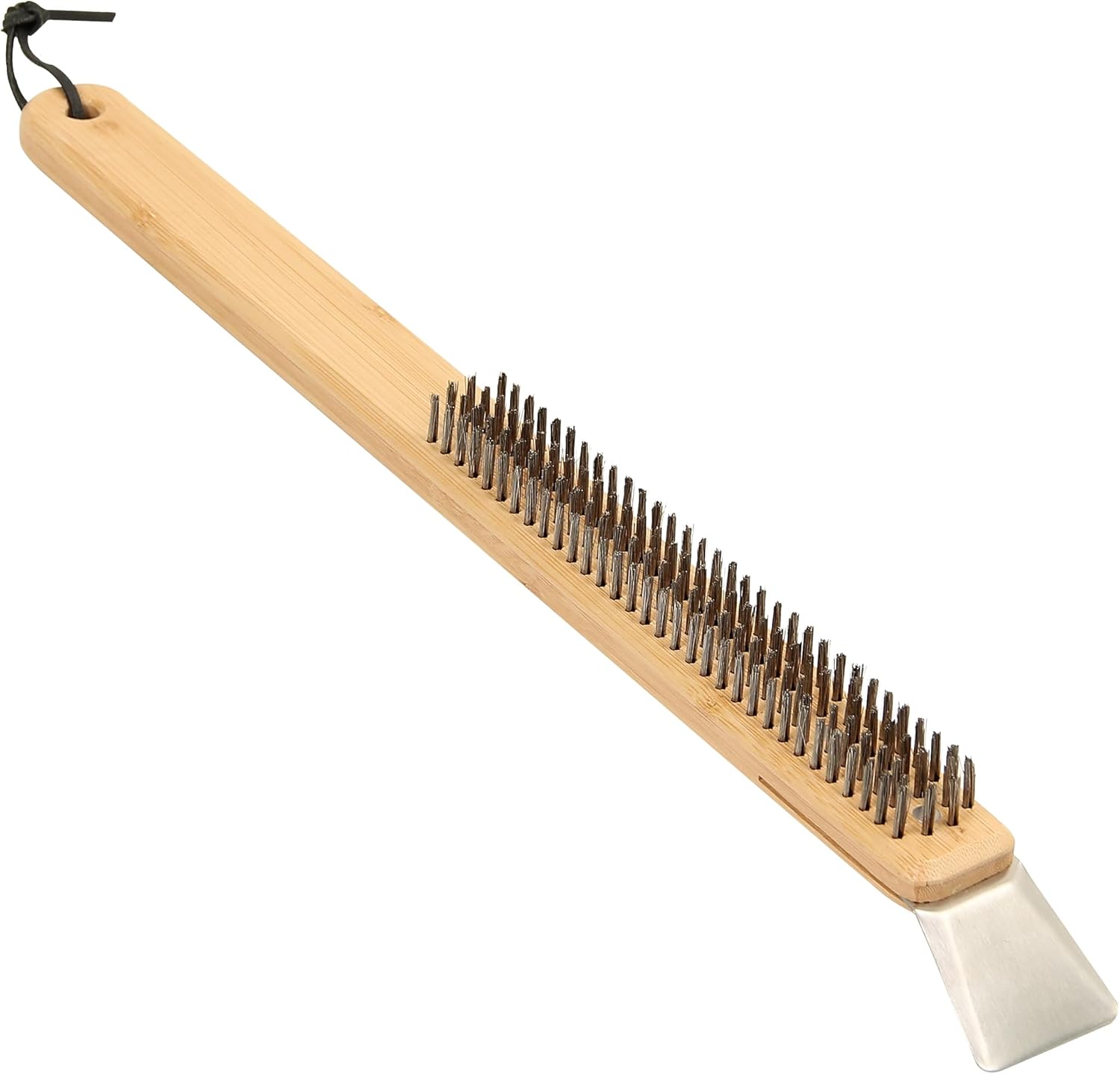 17 Inch Pizza Oven Brush,Copper Wire Pizza Stone Cleaning Brush with Scraper,Outdoor Pizza Oven Accessories.