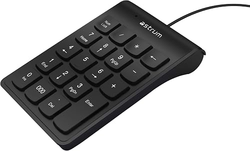 Astrum USB Numeric Keypad, Slim 19-Key Number Pad for Laptop, Accounting & Office Use – KB010