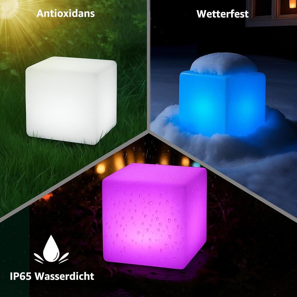 Mr.Go 6" LED lampada Rgb cubo luce notturna ricaricabile lampada da tavolo cambia colore luce d'atmosfera con telecomando, luminosità dimmerabile, 16 luce calda per illuminazione domestica e