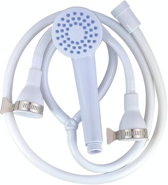 Double Tap Bath Sink Shower Head Hose Spray Hair Dresser Pet Push On Mixer - for Round taps up to 2cm in Diameter 1.5-1.7m with Stainless Steel Clamps