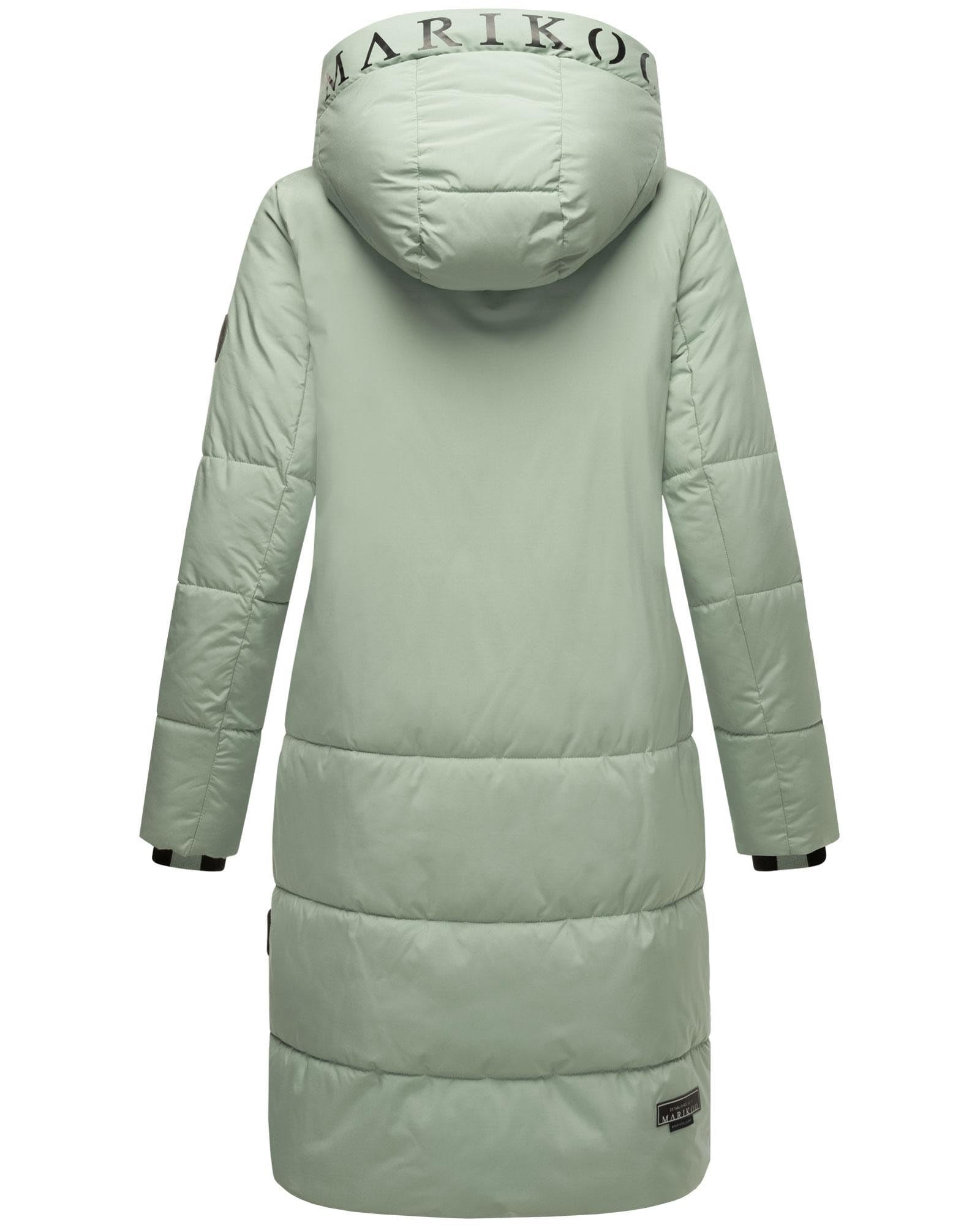 MARIKOO Damen Winterjacke (S-3XL) - Steppjacke, lang geschnitten, seitliche Gehschlitze, Kapuze (abnehmbar), Warme Jacke Frauen - N001