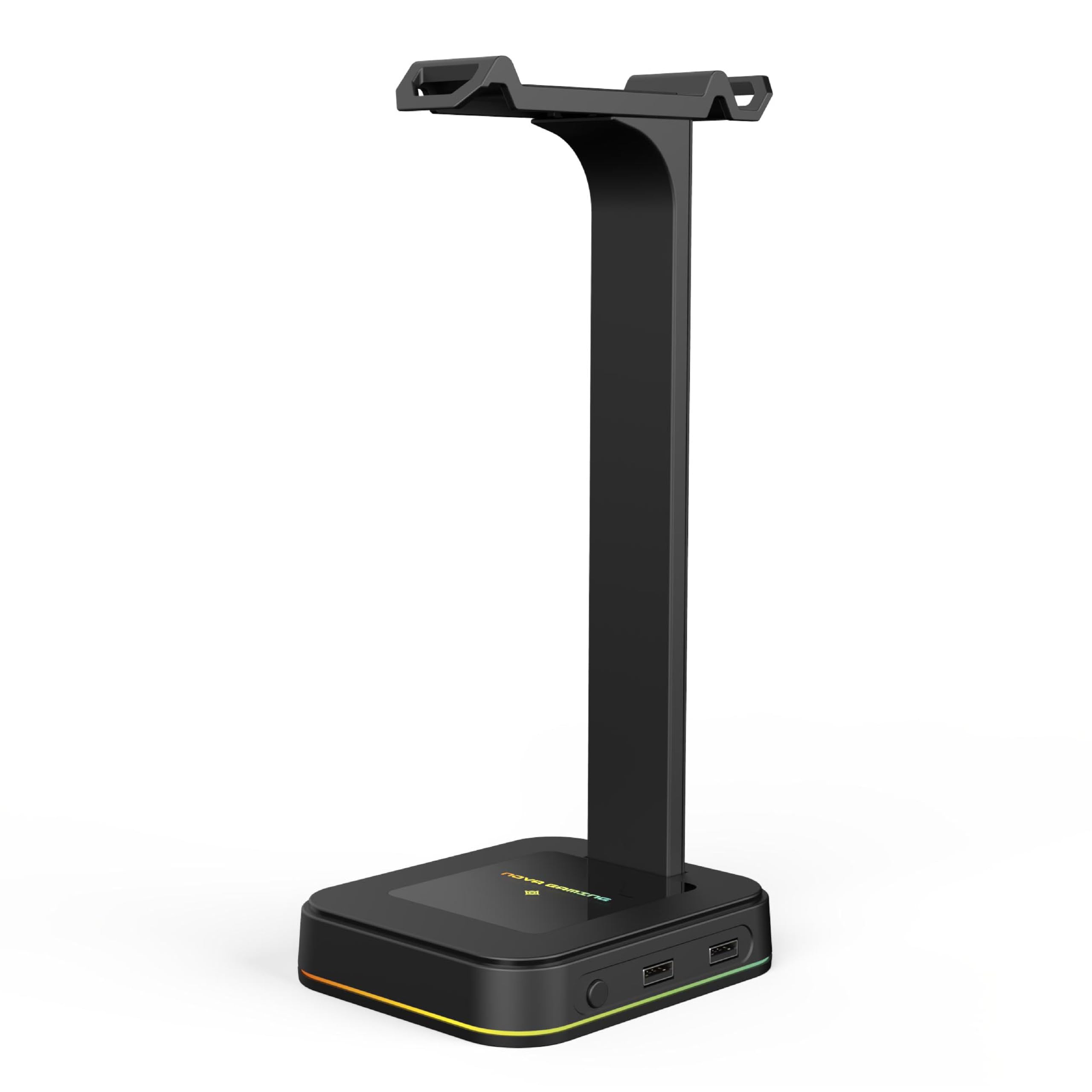NOVA GAMING - Hydra - Soporte para Auriculares Gaming RGB - Sincroniza y Carga Smartphones - 2 Puertos USB, Animación RGB, Patines Antideslizantes, Ligeros y Portales