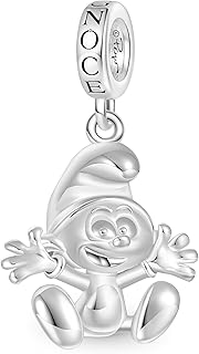 Colgante Pitufo Colgante Abalorios de Plata de Ley 925 para Mujer y Niña Bisutería Regalo para Fan de la Película