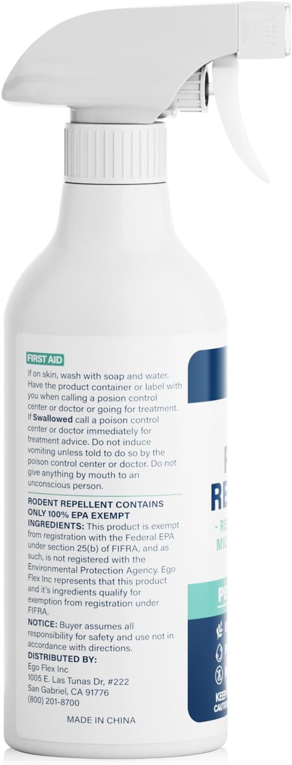 Peppermint Oil Spray for Rodents - Mice, Rat, Squirrel & Mouse Repellent - Natural Peppermint Essential Oil Indoor & Outdoor Deterrent Control for Home, Garage, Attic, RV & Car Engines - 16 Fl Oz - Image 8