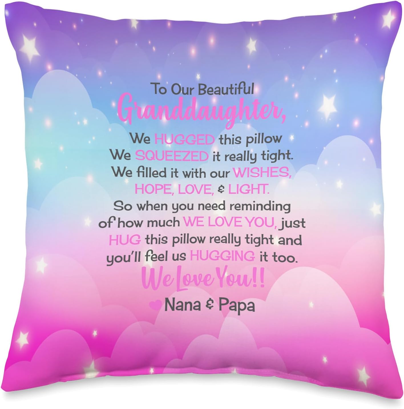 granddaughter gifts from nana and papa purple pink princess Throw Pillow