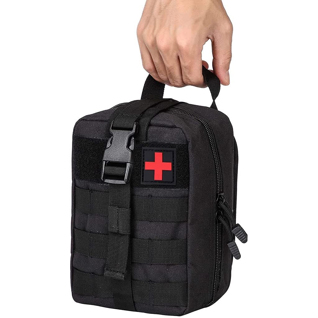 Linist Nylon First Aid Box – Black Military Grade Medical Emergency Kit, Heavy Duty Large Capacity Rip-Away IFAK Pouch for Hiking, Camping, Sports, Outdoor Travel & Tactical Survival (Bag Only) 1