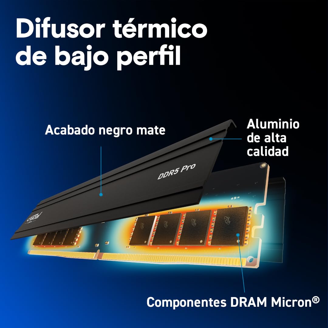 Crucial Pro RAM DDR5 128GB (2x64GB) 5600MHz, Intel XMP 3.0 / AMD