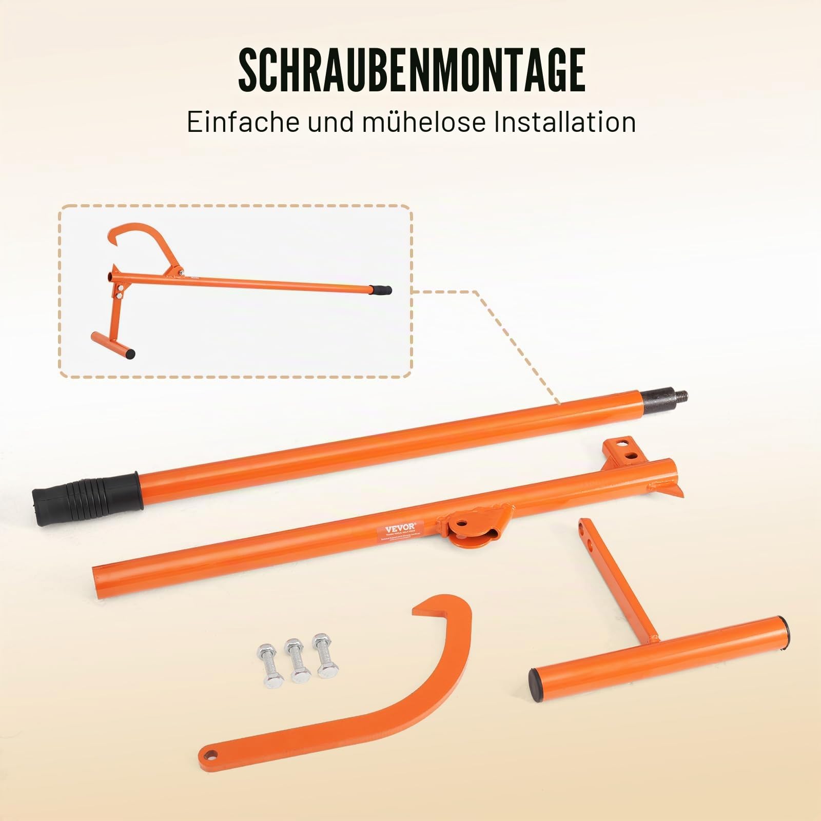 VEVOR Fällheber, 1219 mm, robuster Stammheber mit Metallgriff, Stammwender mit verstellbarem Wendehaken, Fällhilfe für Stämme bis zu φ 38 cm, Holzheber zum Rollen, Schneiden & Anheben von Stämmen