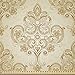 Produktbild ABAKUHAUS Jahrgang Stoff als Meterware, Barocke Gebogene Blumen, Seidiger Satin Stoff für Polster Heimtextilien, 1M (148x100cm), Hellbraun Creme