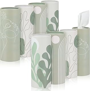 8 Pcs Car Tissue Holder with Facial Tissue Bulk Travel Car Tissues Cylinder Round Tissue Box Holder Tissue Tubes Fit for Car Cup Holder Refill Automotive Interior Accessories (Sage Green)