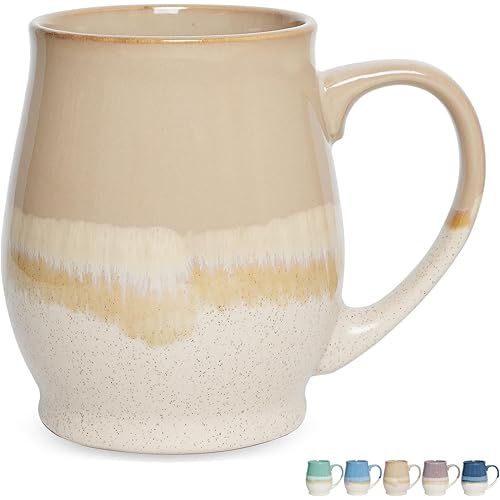 Bosmarlin Extra Large Ceramic Coffee Mug, 25 Oz, Dishwasher and Microwave Safe, Big Oversized Tea Cup for Office and Home (Brown Grey)