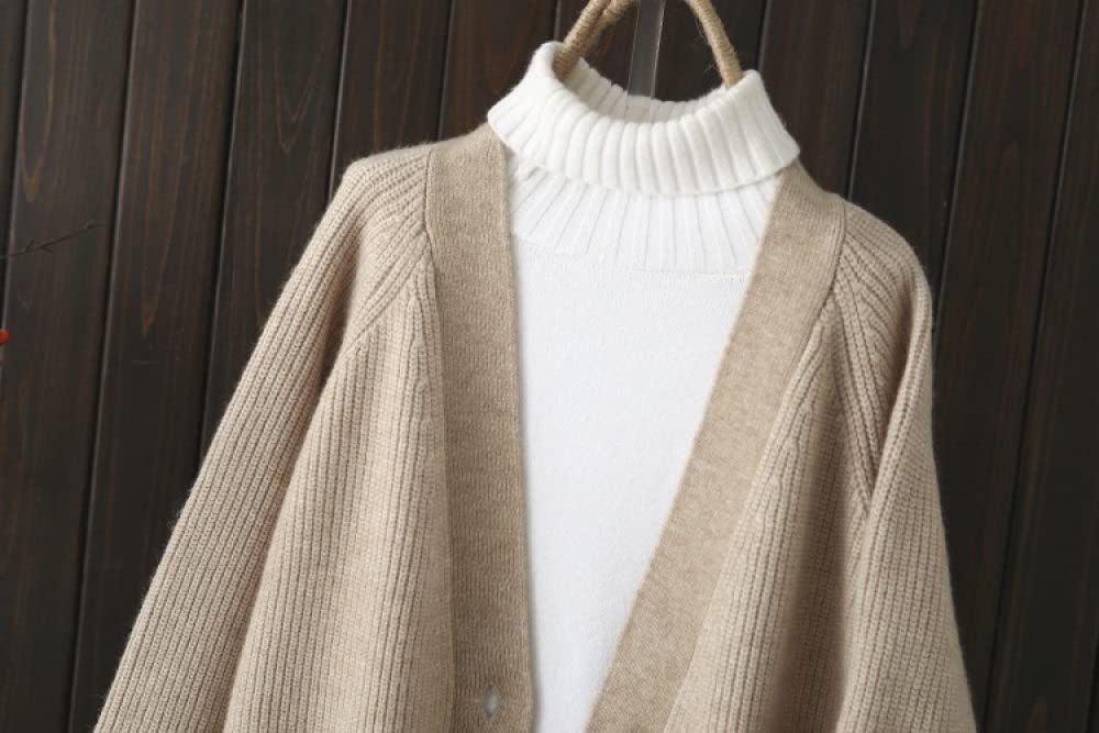 EIBA Cárdigans para Mujer,Cárdigans De Punto para Mujer Casual Espesar Gris Botón Acanalado Suéteres con Frente Abierto Cárdigan con Bolsillo De Bloqueo De Color Otoño Invierno Suelto Abrigo Básic