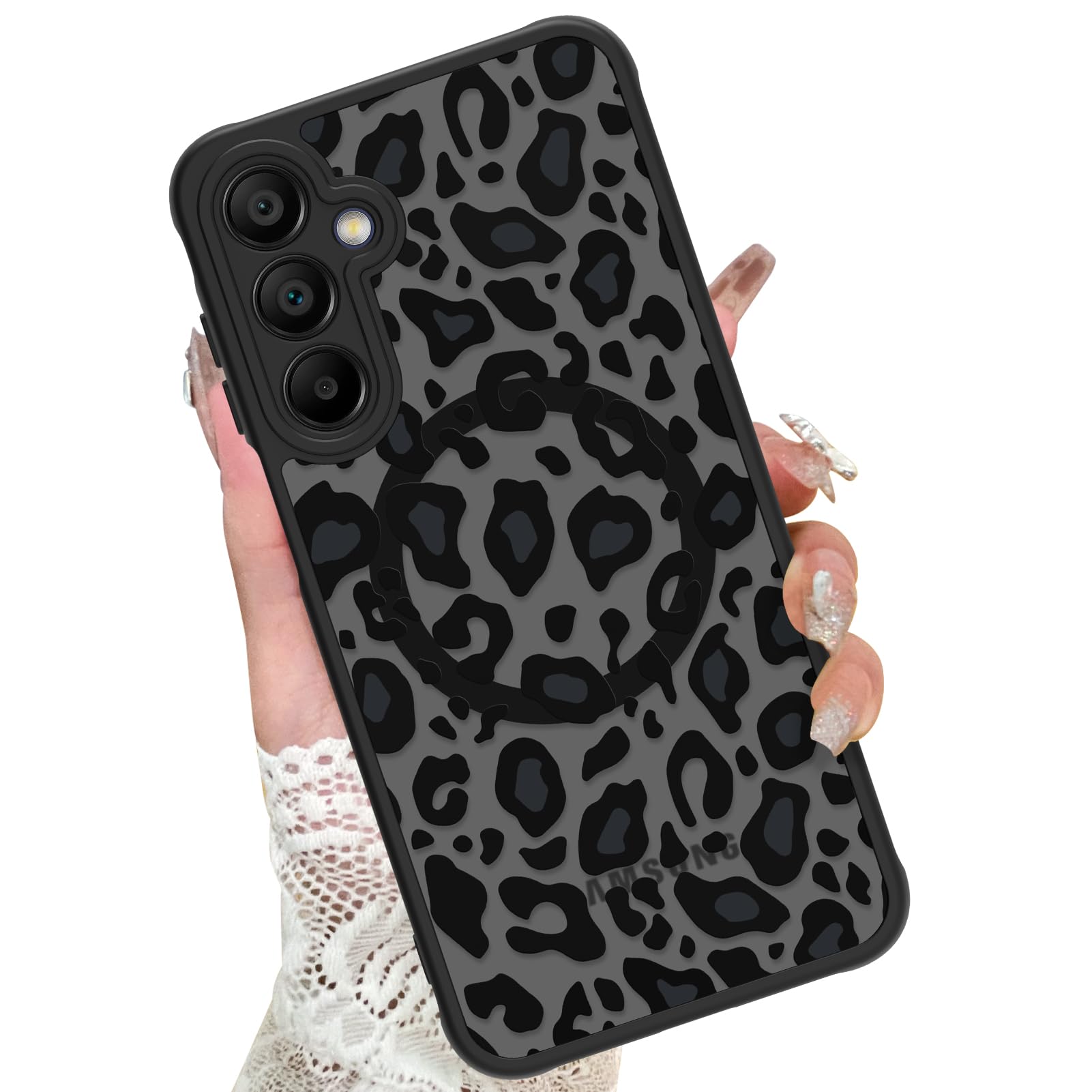 KANGHAR Case for Galaxy A14 Phone Case [Compatible with Magsafe] Leopard Printed Pattern Cute Cheetah Protective Magnetic Case for Girls Women Men