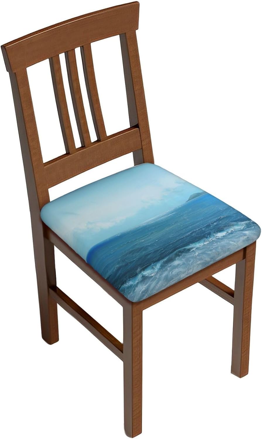 The Sea Print Square Cushion Covers 6 Pcs Set Elastic Non-Slip Seat Cushion Slipcovers Pet Furniture Protectors for Chair, Sofa