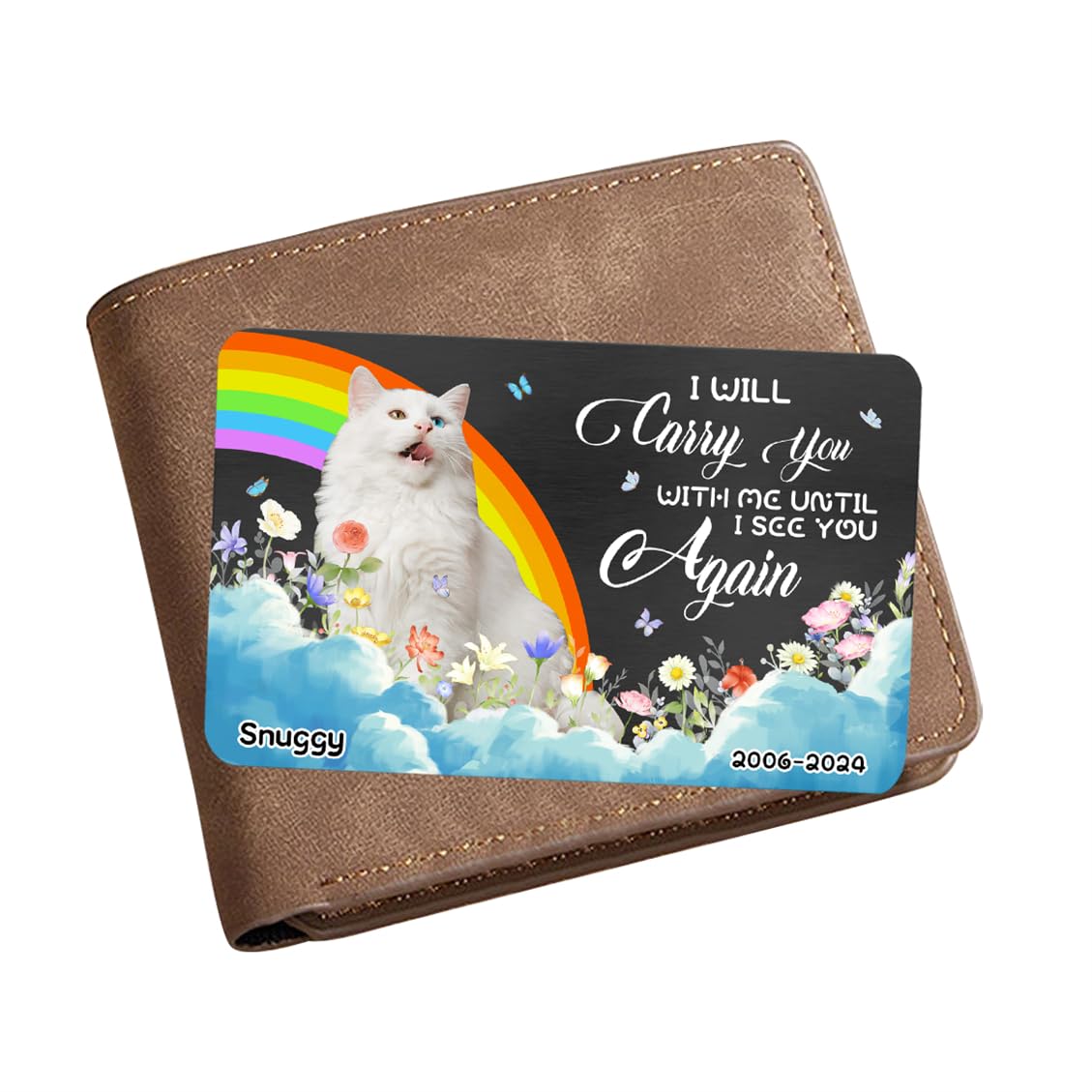 Personalized Pet Photo Memorial Wallet Card Inserts Custom In Loving Memory Wallet Card I Will Carry You with Me Until I See You Again Cards Sympathy Wallets Cards Gift for Loss Of Dog Cat,08