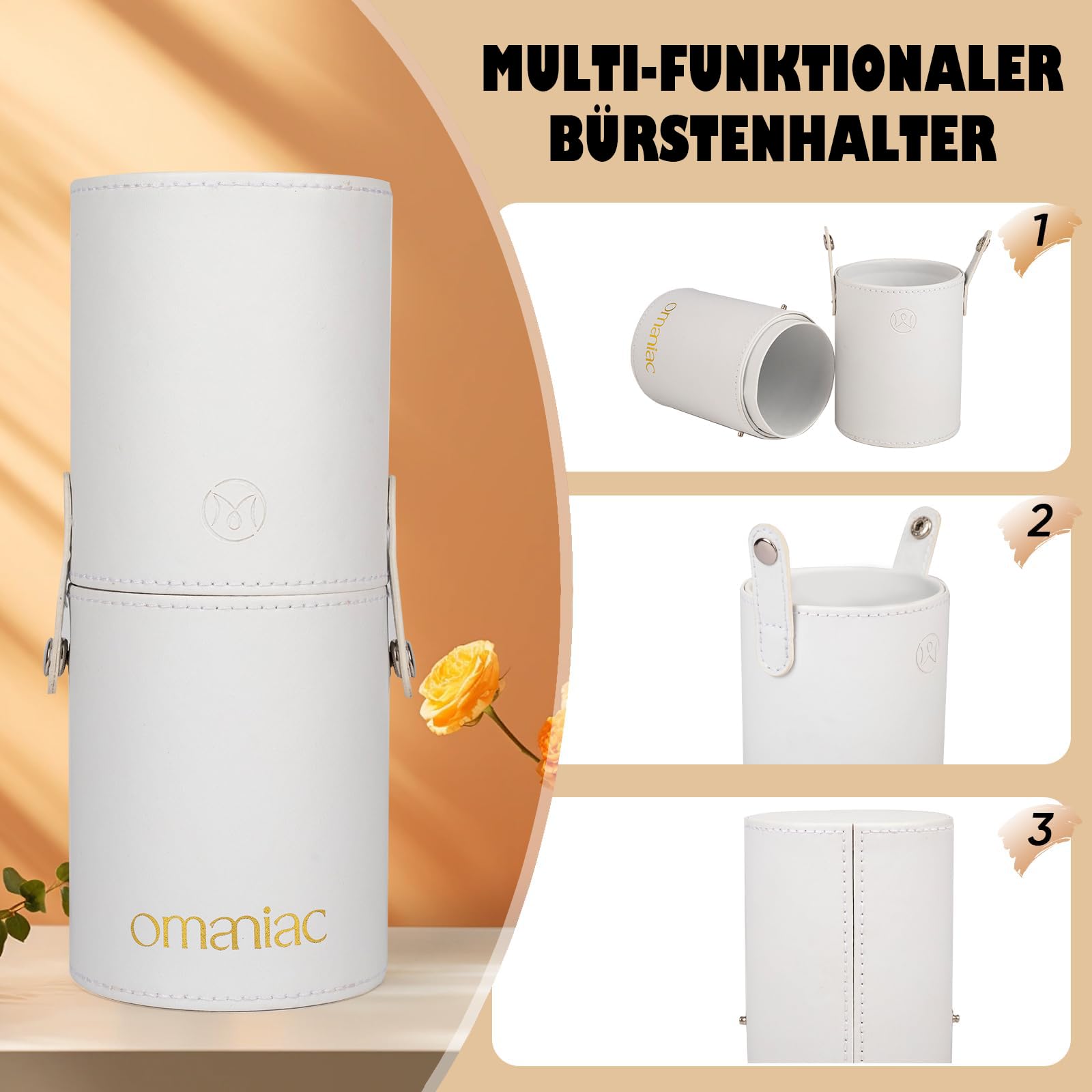 OMANIAC Juego de 12 brochas de maquillaje, de alta calidad, hechas de fibras sintéticas duraderas, pinceles de maquillaje profesionales para el día a día o de viaje (blanco)