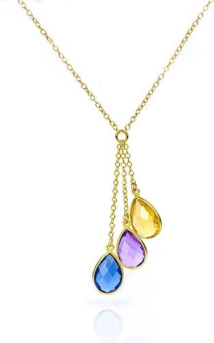 Miniatura 7 de Regalo personalizado para el día de la madre para mamá, collar con piedra natal estilo Lariat con cualquier número de piedras de nacimiento, collar