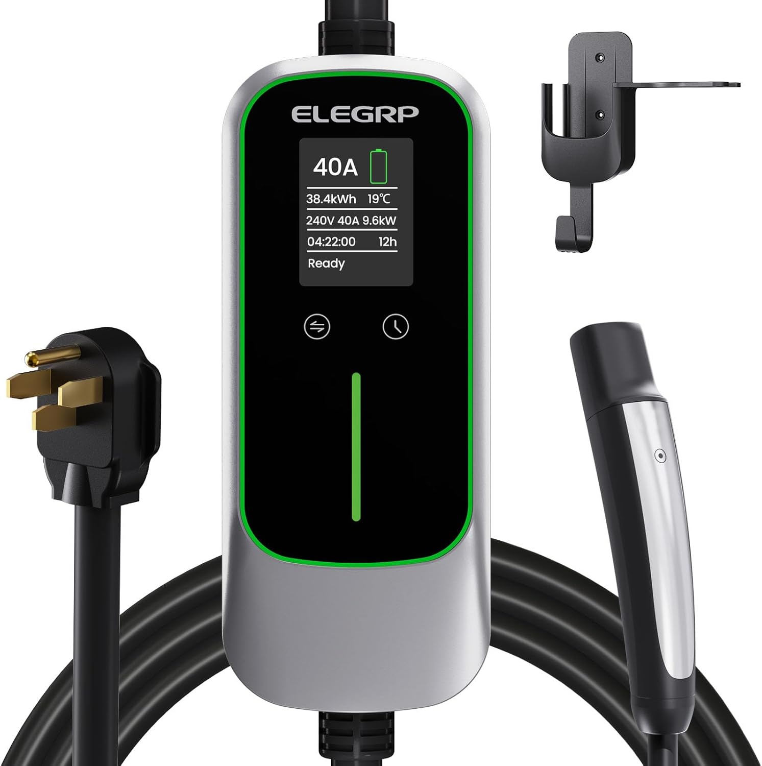ELEGRP Tesla Level 2 EV Charger, 40A ETL Certified 9.6kW NACS Home & Wall Electric Car Charger with NEMA 14-50 Plug, PBE & LCR Tech, 25FT Cable for Tesla Model Y/3/X/S