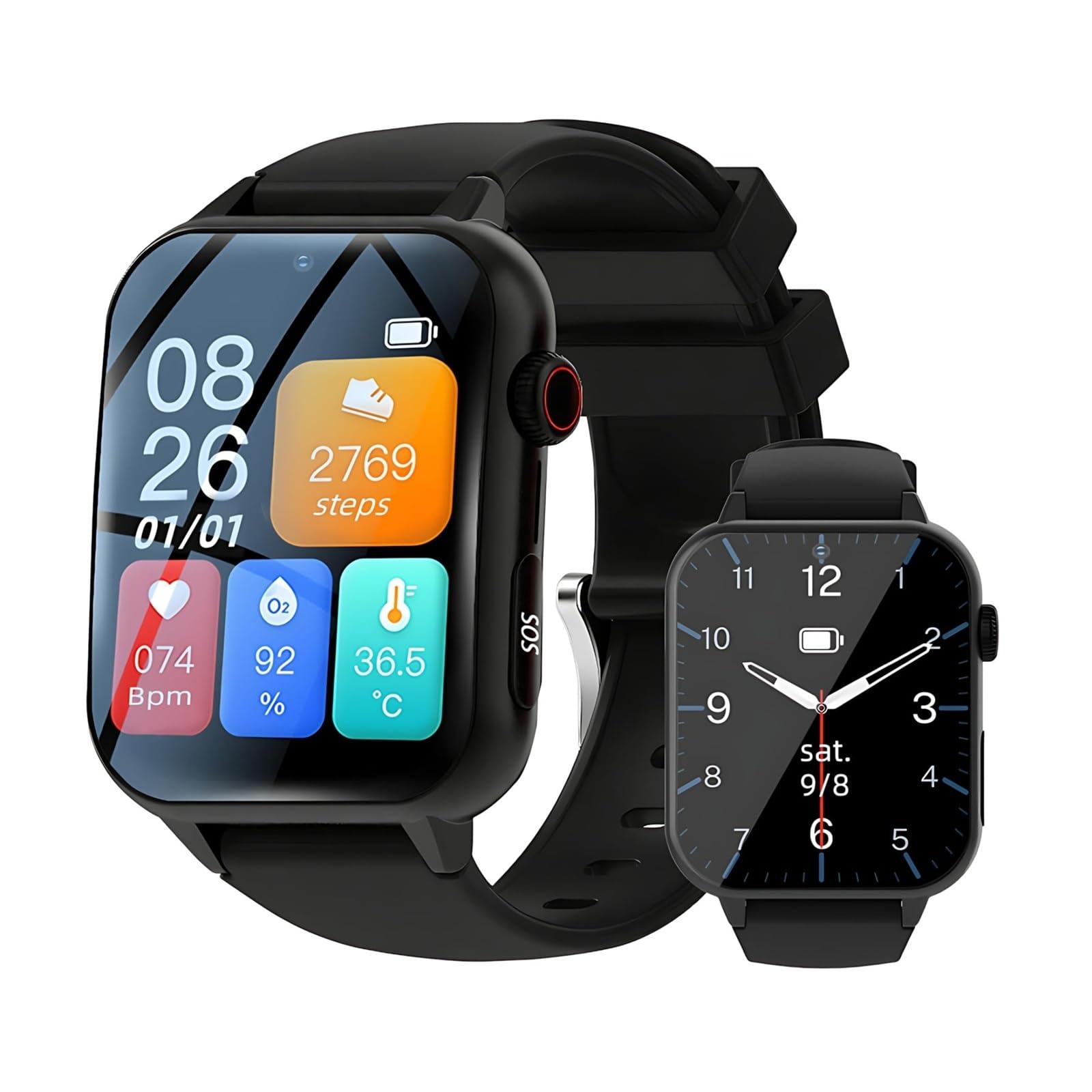 Mothdust Montre Connectee 4G avec Traceur GPS Alarme Chute Appel Video Heure Vocale IP67 Outils Distants Bracelet Securite pour Senior Independant Personne Agee Demence(Black)