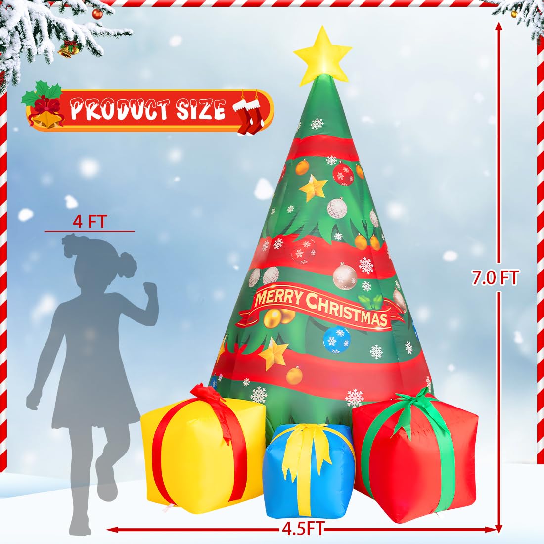 Comin Bonhomme de Neige Gonflable de Noël avec Une boîte, décoration de Cour Gonflable avec lumières LED intégrées pour Les Vacances, Les fêtes, Noël, la Cour, Le Jardin