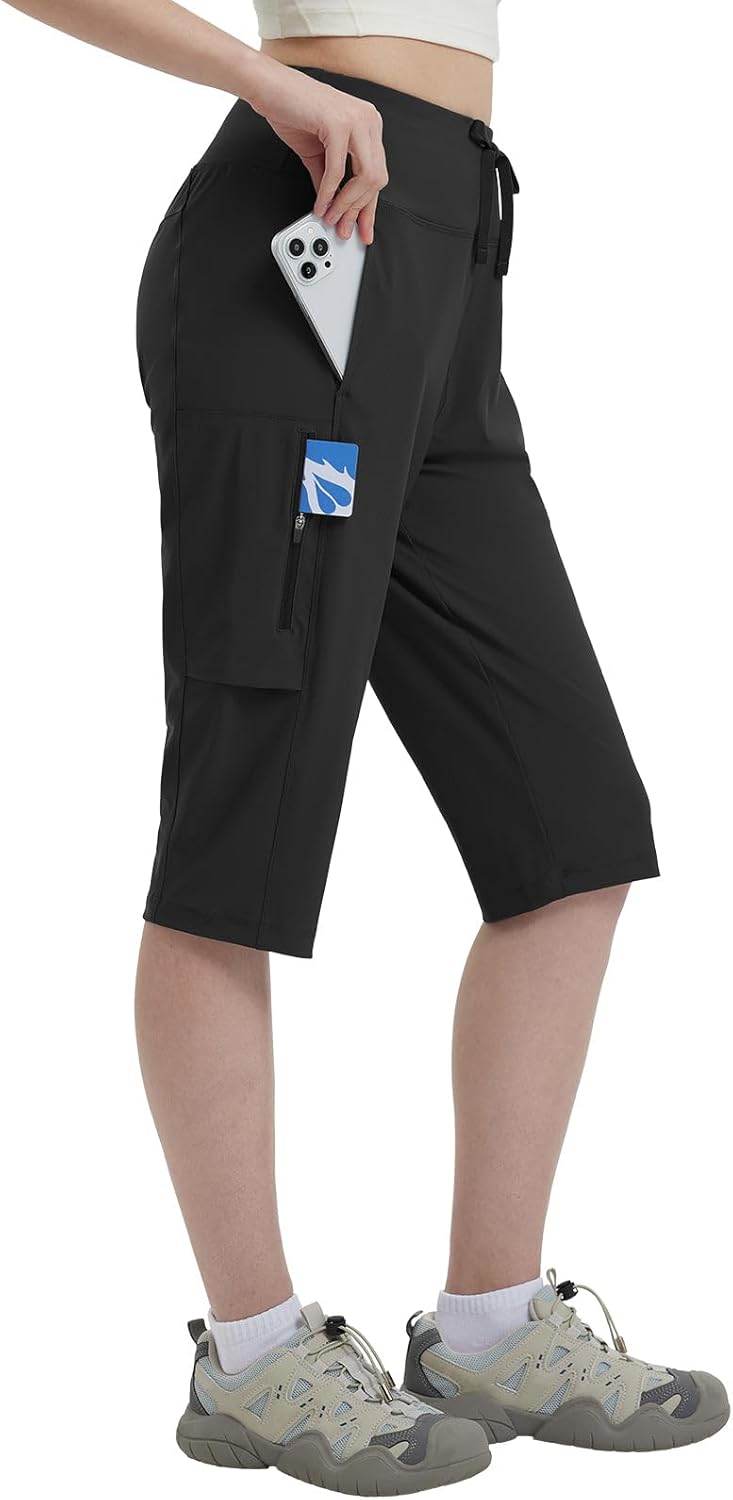 baleaf 15” Long Shorts for Women Hiking Knee Length Quick Dry Cargo Capri Pants Bermuda Stretchy Lightweight