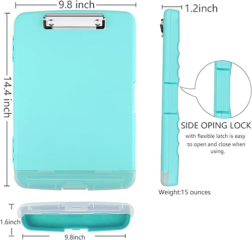 Miniatura 2 de Portapapeles con almacenamiento tableros de clip de 85 x 11 pulgadas con almacenamiento portapapeles de almacenamiento de plástico con clip de