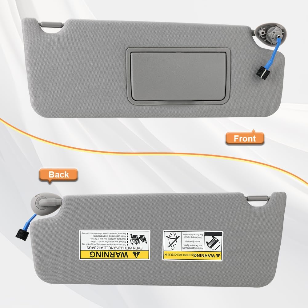 1 Pair Left Driver & Right Passenger Side Sun Visor with Mirror and Light Compatible with Honda Pilot 2017-2021 Honda Ridgeline 2018-2020 Replacement for 83230-TG7-A12ZB 83280-TG7-A12ZB (Gray)