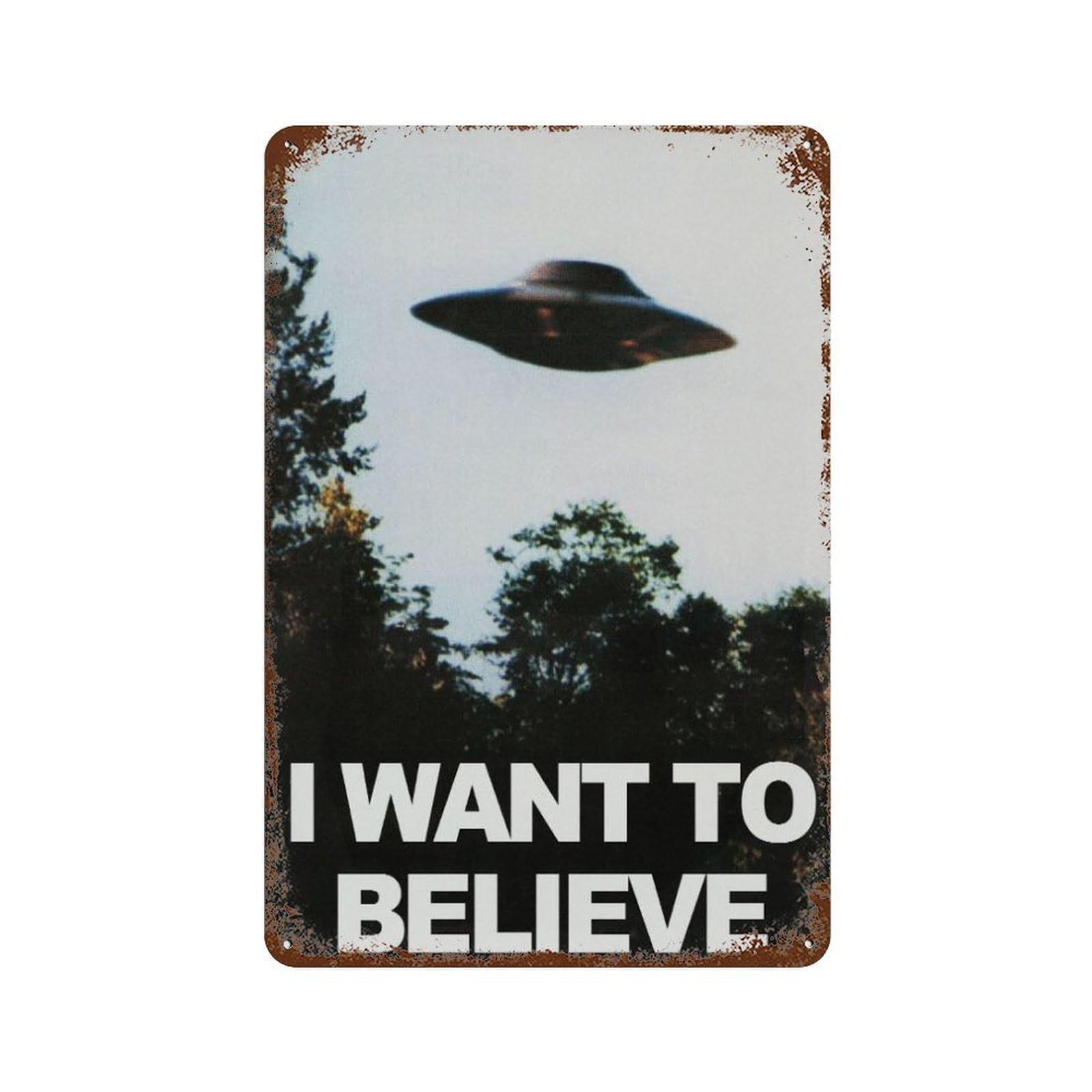 xiaoxiaoshen I Want to Believe UFO Sci-fi Wall Decor Art Metal Tin Poster Modern Home Decor Art Home Bar Shop Decorations Vintage Sign 30x20cm